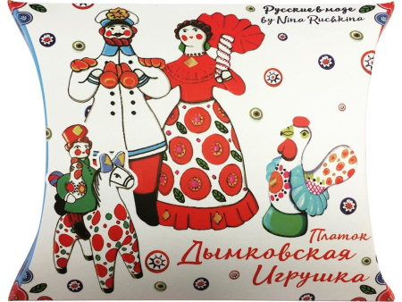 Русские в моде Платки Артикул 94904 Платок Дымковская игрушка на складе 85 шт по цене 2&nbsp;500 ₽