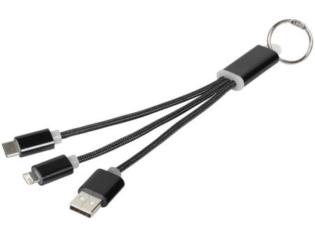  Брелоки Артикул 13496100 Кабель для зарядки Metal 3-в-1 с брелоком, черный на складе 3 шт по цене 556.63 ₽
