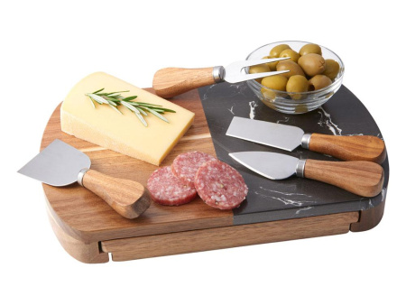 Eat & Bite Select Наборы Артикул 829308 Набор для сыра в подарочной коробке из акации и мрамора Date на складе 1620 шт по цене 3&nbsp;994.23 ₽