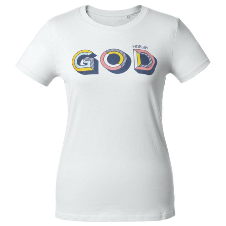 CoolColor Футболки Артикул 71907.60 Футболка женская «Новый GOD», белая на складе 93 шт по цене 1&nbsp;280 ₽