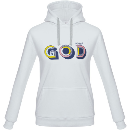 CoolColor Толстовки Артикул 71908.60 Толстовка с капюшоном «Новый GOD», белая на складе 89 шт по цене 3&nbsp;600 ₽