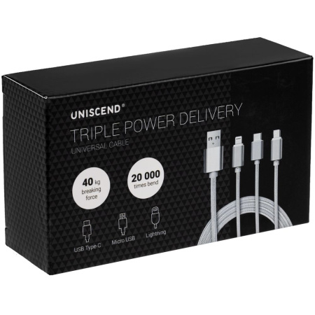 Uniscend Кабели Артикул 22005.60 Кабель Triple Power Delivery в футляре на складе 4082 шт по цене 890 ₽