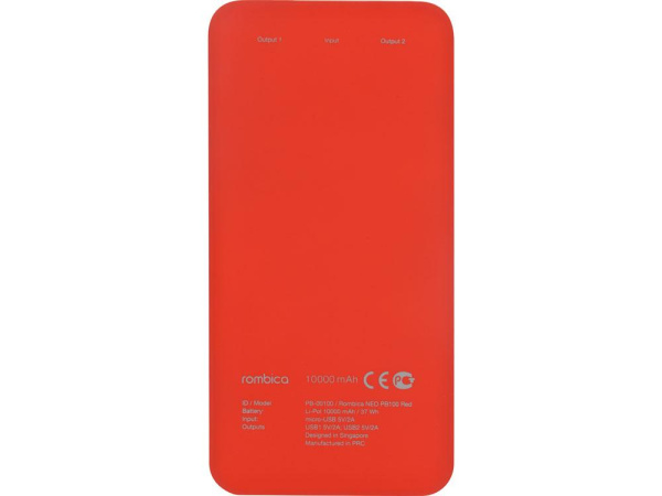 Rombica Аккумуляторы Артикул 595433 Внешний аккумулятор Rombica NEO PB100 Red, красный на складе 1552 шт по цене 1&nbsp;790.00 ₽