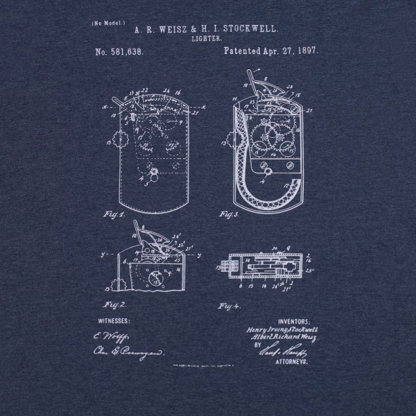 CoolColor Футболки Артикул 70754.40 Футболка приталенная Old Patents. Lighter, синий меланж на складе 5 шт по цене 1&nbsp;700 ₽