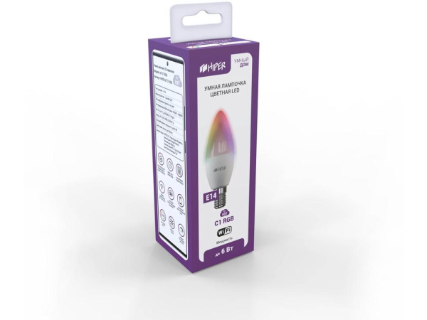 HIPER Лампочки Артикул 521043 Умная лампочка HIPER IoT C1 RGB на складе 1 шт по цене 667.10 ₽