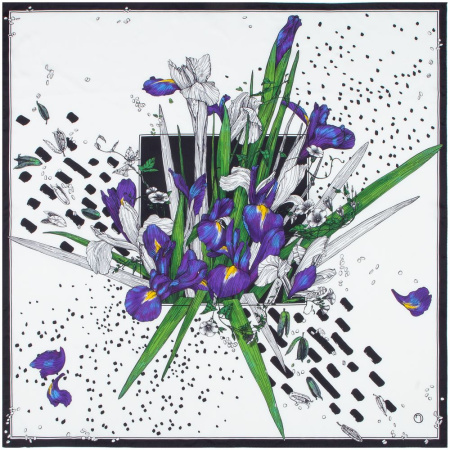 Newonce Платки Артикул 20088.02 Платок шелковый Delicate, ирисы на складе 13 шт по цене 11&nbsp;383 ₽