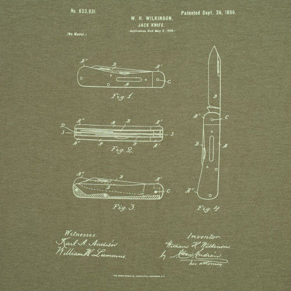 CoolColor Футболки Артикул 70753.99 Футболка приталенная Old Patents. Knife, меланж хаки на складе 6 шт по цене 1&nbsp;700 ₽