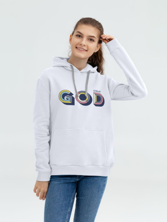 CoolColor Толстовки Артикул 71908.60 Толстовка с капюшоном «Новый GOD», белая на складе 89 шт по цене 3&nbsp;600 ₽