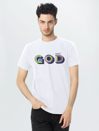 CoolColor Футболки Артикул 71906.60 Футболка мужская «Новый GOD», белая на складе 53 шт по цене 1&nbsp;400 ₽