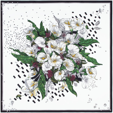 Newonce Платки Артикул 20088.03 Платок шелковый Delicate, каллы на складе 46 шт по цене 11&nbsp;383 ₽
