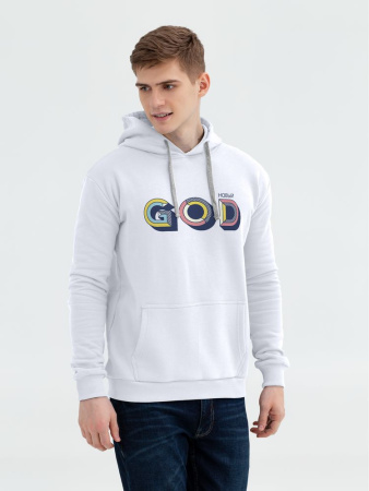 CoolColor Толстовки Артикул 71908.60 Толстовка с капюшоном «Новый GOD», белая на складе 89 шт по цене 3&nbsp;600 ₽
