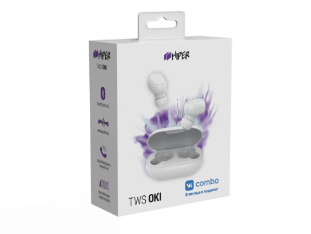HIPER Наушники Артикул 521001 Беспроводные наушники HIPER TWS OKI White (HTW-LX2) Bluetooth 5.0 гарнитура, Белый на складе 741 шт по цене 1&nbsp;190.80 ₽