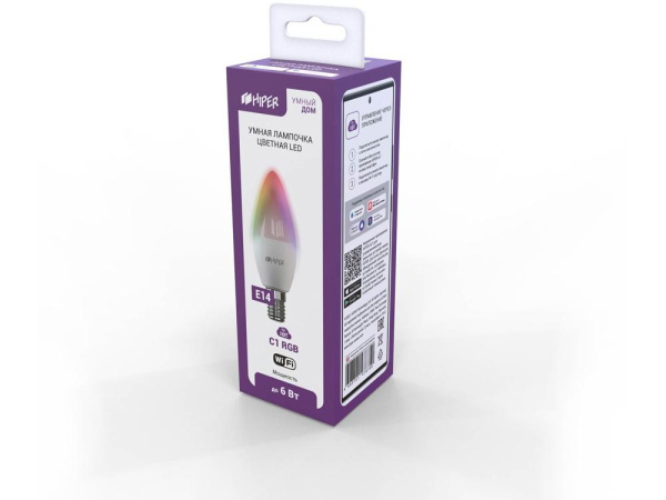 HIPER Лампочки Артикул 521043 Умная лампочка HIPER IoT C1 RGB на складе 1 шт по цене 667.10 ₽